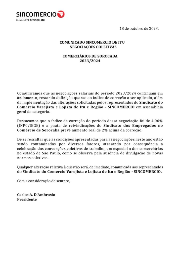 18 10 23 COMUNICADO SINCOMERCIO ITU - SOROCABA